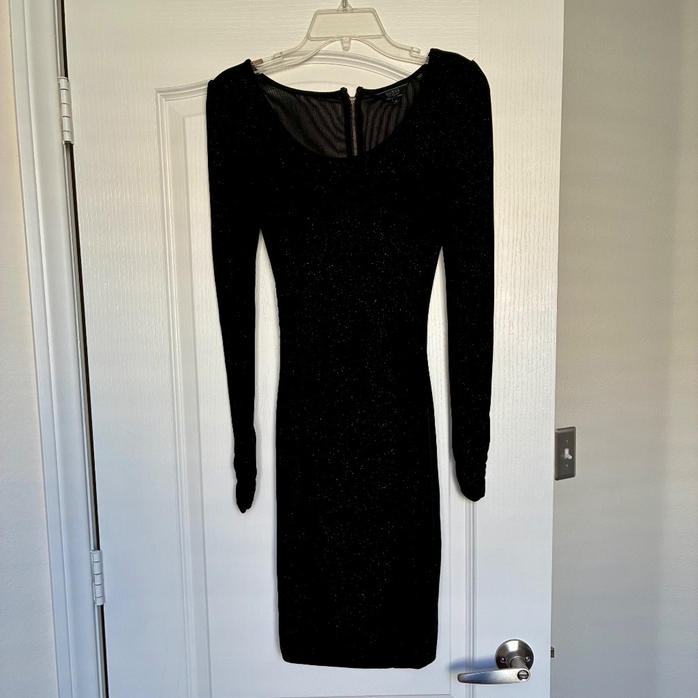 GUESS Black Glitter Bodycon Dress – Size S